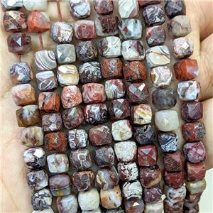 Natural Mexico Crazy Lace Agate Beads Faceted Cube, approx 6mm