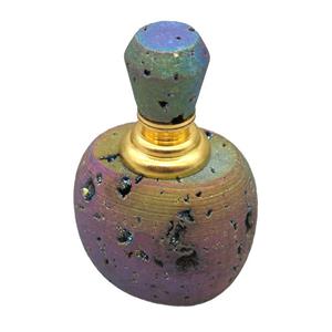 rainbow Agate Druzy perfume bottle charm without hole, approx 30x40x65mm