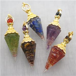 mixed Gemstone chips pendulum pendant, approx 6-60mm