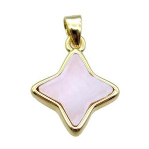 pink Queen Shell star pendant, gold plated, approx 13mm