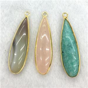 mixed gemstone teardrop pendant, approx 10x35mm