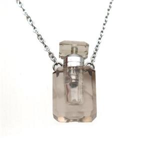 Smoky Quartz perfume bottle Necklace, approx 10x20mm