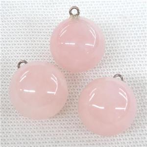 Rose Quartz pendant, round ball, approx 20mm dia