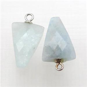 blue Aquamarine pendant, faceted arrowhead, approx 11-16mm