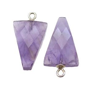 purple Amethyst pendant, faceted arrowhead, approx 11-16mm