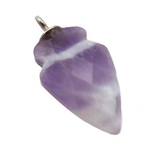 Dogteeth Amethyst pendant, faceted arrowhead, approx 9-15mm