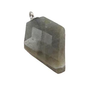 Labradorite pendant, faceted arrowhead, approx 11-16mm