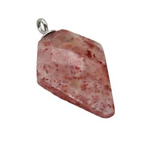 Strawberry Quartz pendant, faceted arrowhead, approx 11-16mm