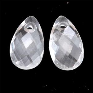 Clear Quartz pendant, faceted teardrop, approx 9-15mm