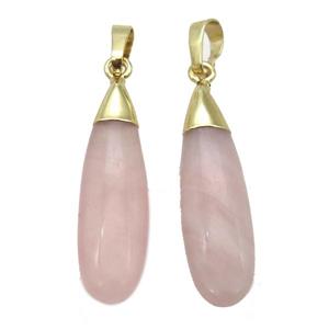 Rose Quartz teardrop pendant, gold plated, approx 10-35mm