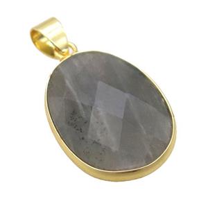 Labradorite oval pendant, approx 17-22mm