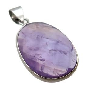 purple Amethyst oval pendant, approx 17-22mm