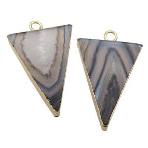 black striped Agate pendant, triangle, approx 22-31mm