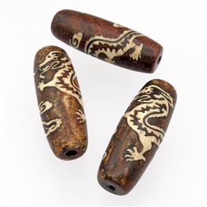 tibetan DZi Agate barrel beads, dragon, approx 14-40mm