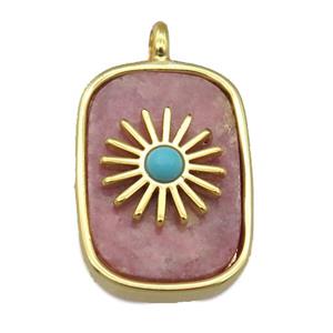 Rhodonite rectangle pendant, approx 16-22mm