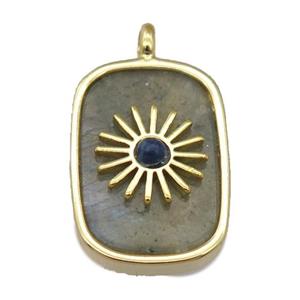 Labradorite rectangle pendant, approx 16-22mm