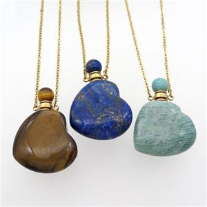 mix Gemstone perfume bottle Necklace, approx 28-30mm, 50cm length