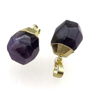 darkPurple Amethyst pendant, faceted teardrop, approx 12-16mm