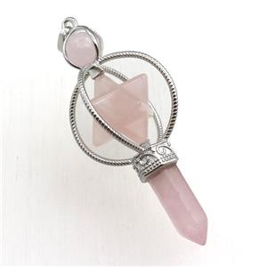 rose quartz magicwand pendant, approx 8-60mm