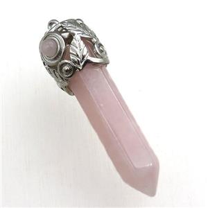 rose quartz bullet pendant, approx 10-55mm