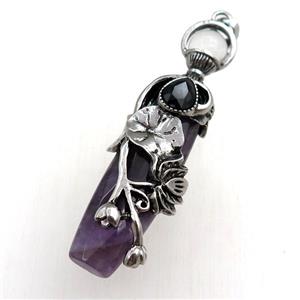 Amethst stick pendant, approx 16-60mm