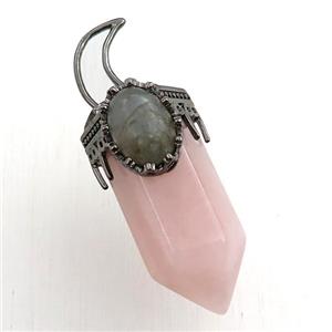 rose quartz bullet pendant, approx 15-55mm