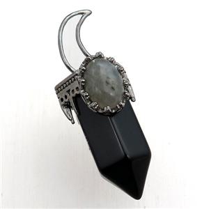 black onyx agate bullet pendant, approx 15-55mm