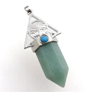 green aventurine bullet pendant, approx 15-55mm