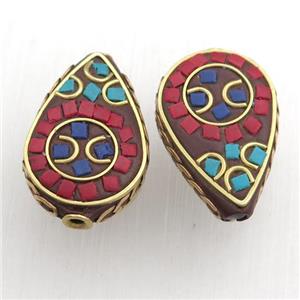 tibetan style beads, brass, teardrop, approx 17-28mm