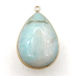 green Amazonite teardrop pendant, approx 20-30mm