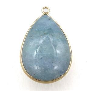 green Quartz aquamarine teardrop pendant, approx 20-30mm