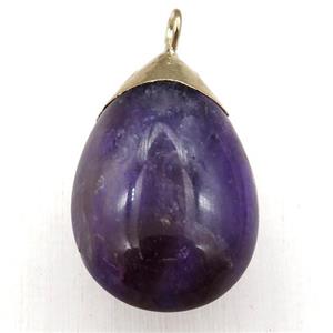 Amethyst teardrop pendant, gold plated, approx 20-30mm