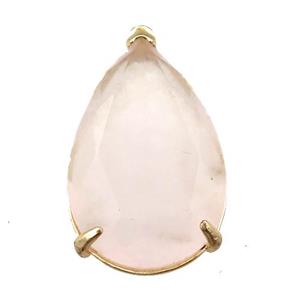 Rose Quartz pendant, faceted teardrop, approx 18-30mm