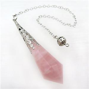 Rose Quartz pendulum pendant, approx 17-70mm, chain: 16cm length