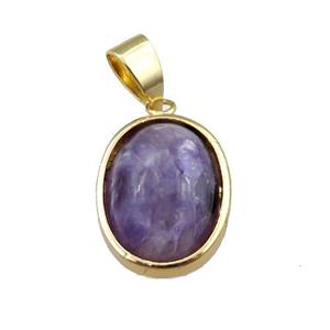 Amethyst oval pendant, approx 14-18mm