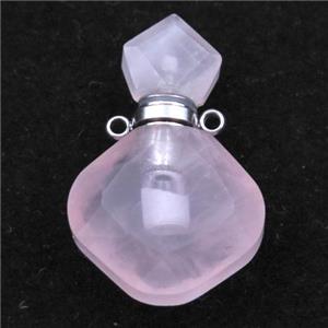 Rose Quartz perfume bottle pendant, approx 16-27mm