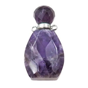 Amethyst perfume bottle pendant, approx 18-37mm