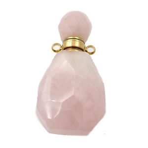 Rose Quartz perfume bottle pendant, approx 18-37mm