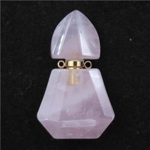 Rose Quartz perfume bottle pendant, approx 28-48mm