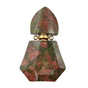 Unakite perfume bottle pendant, approx 28-48mm