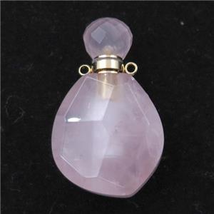 Rose Quartz perfume bottle pendant, approx 23-38mm