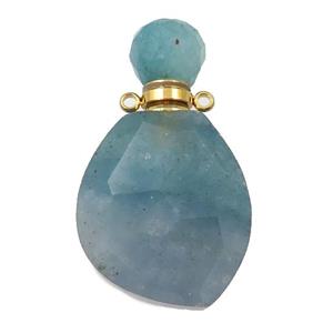 green Quartz perfume bottle pendant, approx 23-38mm