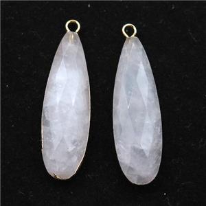 Rose Quartz teardrop pendant, gold plated, approx 10-35mm