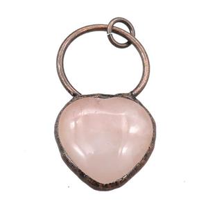 Rose Quartz heart pendant, antique red, approx 25mm