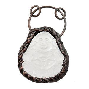 white Crystal Glass buddha pendant, antique red, approx 35-40mm