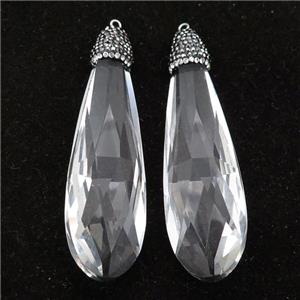 Crystal Glass teardrop pendant paved rhinestone, approx 22-75mm