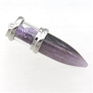 Amethyst bullet pendant, approx 13-48mm