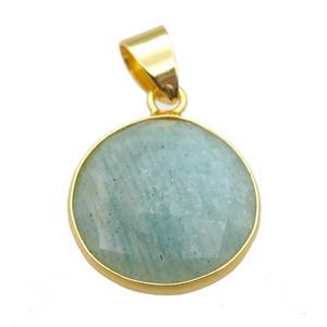 green Amazonite circle pendant, approx 16mm dia