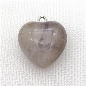 lt.purple Amethyst heart pendant, approx 20mm