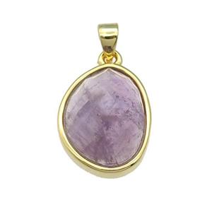 Amethyst teardrop pendant, gold plated, approx 12-16mm